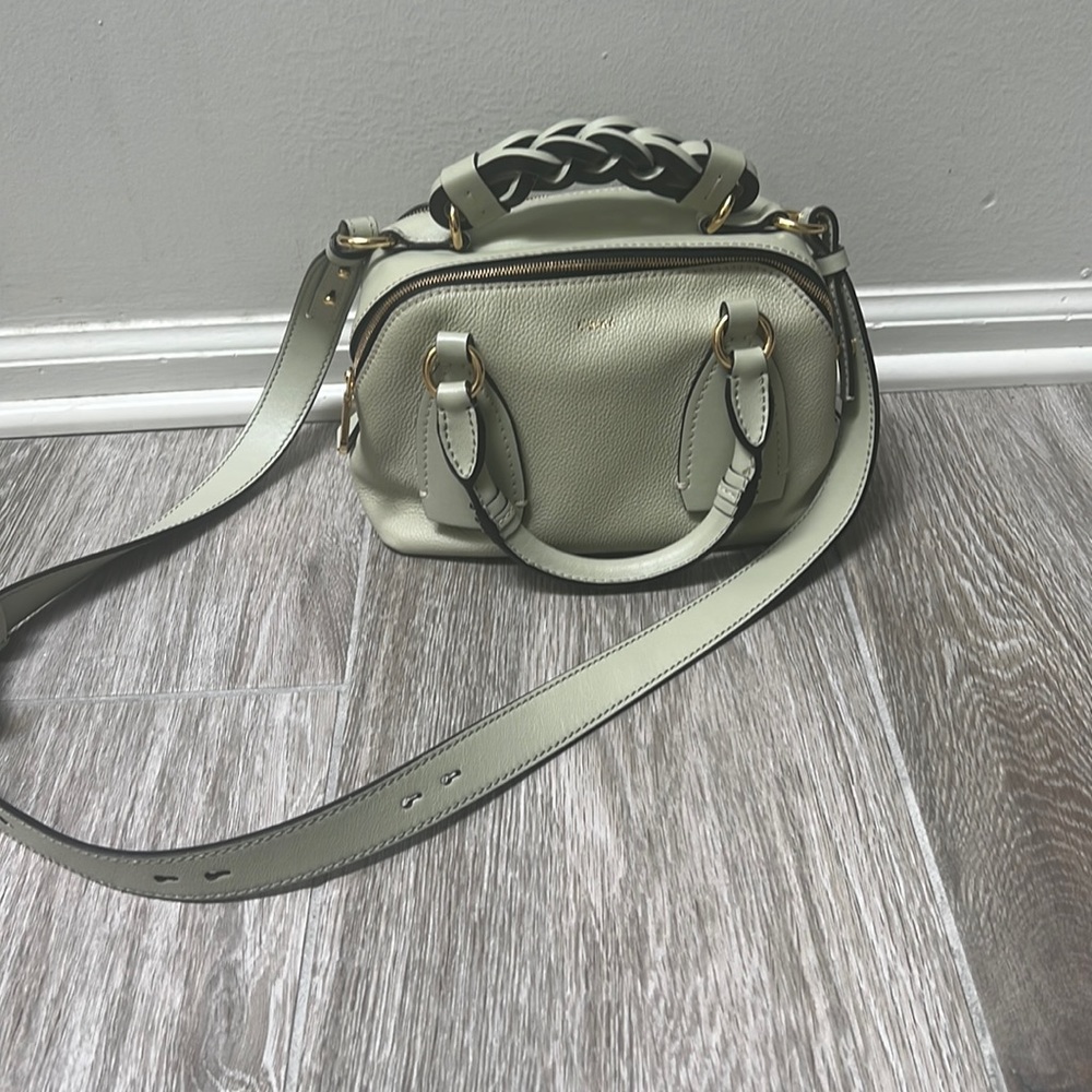 Chloe small Daria leather day bag in light eucalyptus